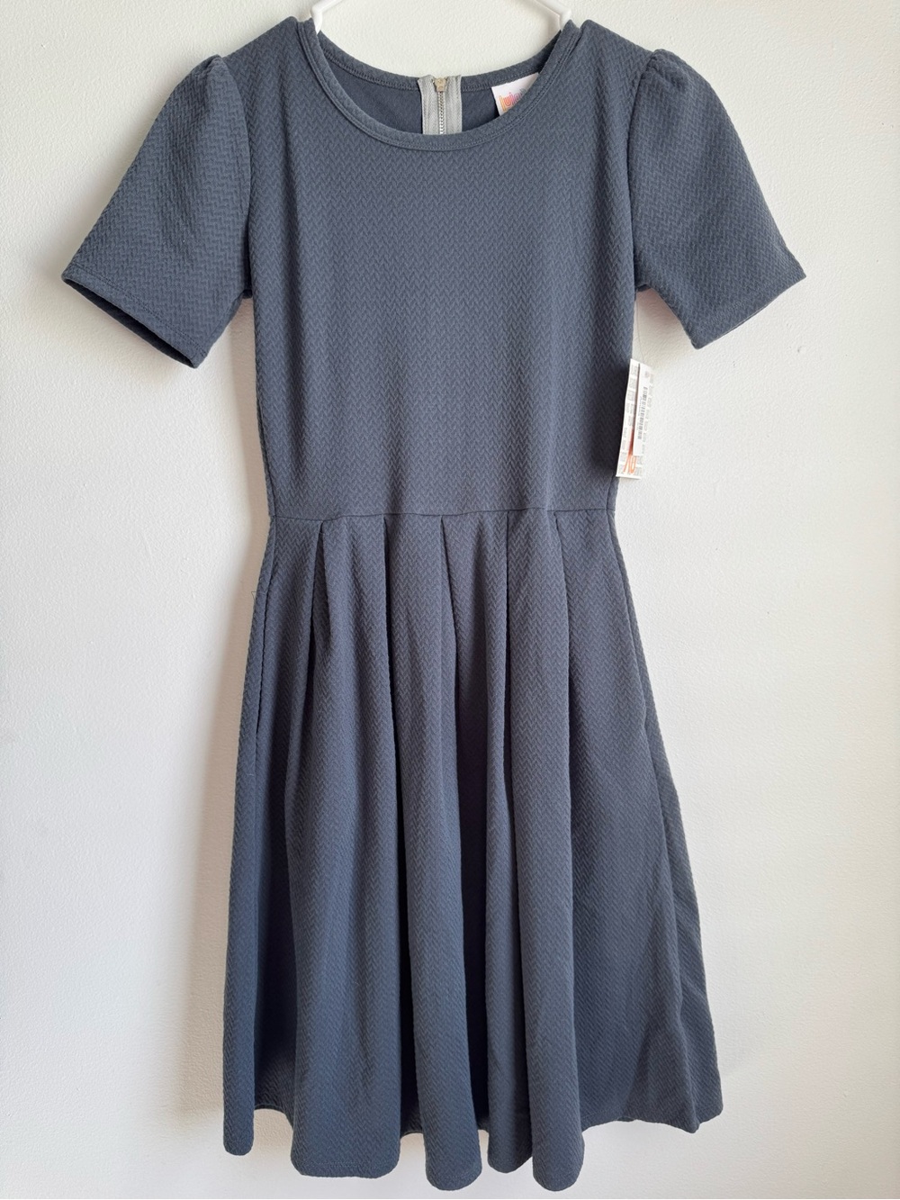 LuLaRoe Slate Gray Textured Short Sleeve Midi Dress
